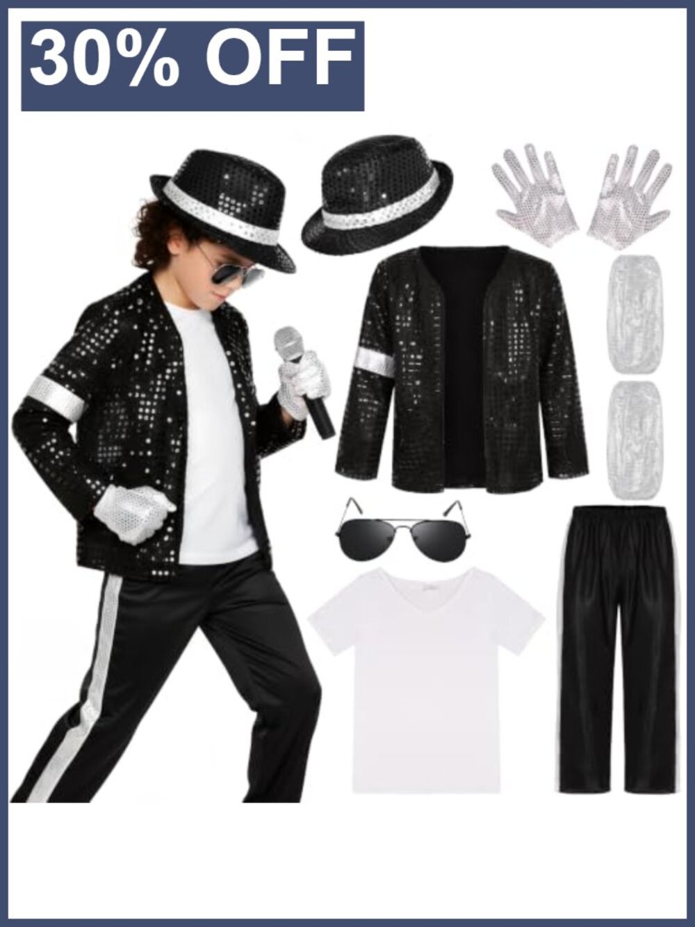 Kids 80s 90s Dance Star Costume Set Sequin Jacket Hallowee